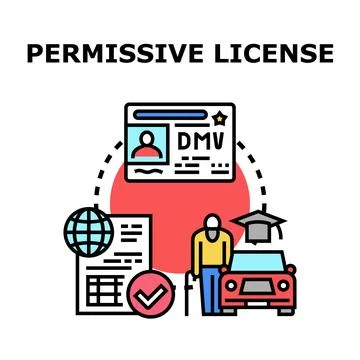 Permissive license concept with identification document and car Stock Illustration