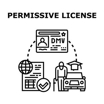 Permissive license concept with identification document and car Stock Illustration