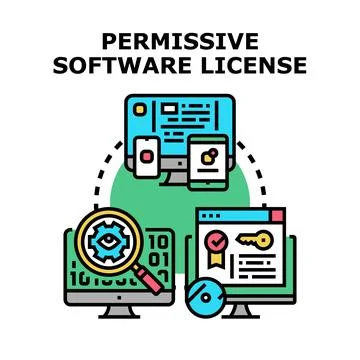 Permissive software license concept for digital product Stockillustratie