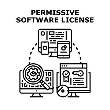 Permissive software license concept for digital product Stockillustratie
