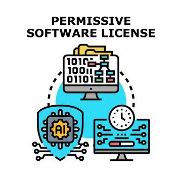 Permissive software license concept managing digital data 스톡 일러스트