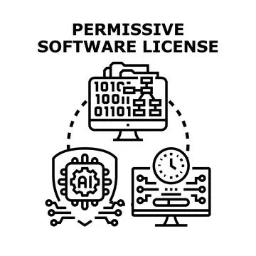 Permissive software license concept managing digital data Stock Illustration