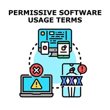Permissive software usage terms allowing flexibility across devices Stock Illustration