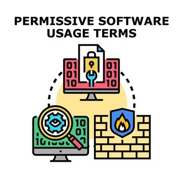 Permissive software usage terms and open source licensing Stock Illustration
