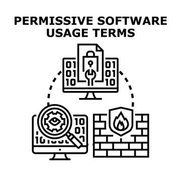 Permissive software usage terms and open source licensing Illustrazione stock