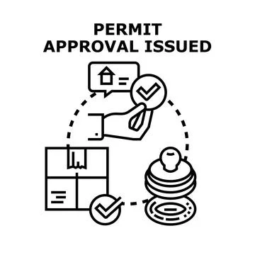 Permit approval issued document with official stamp 스톡 일러스트