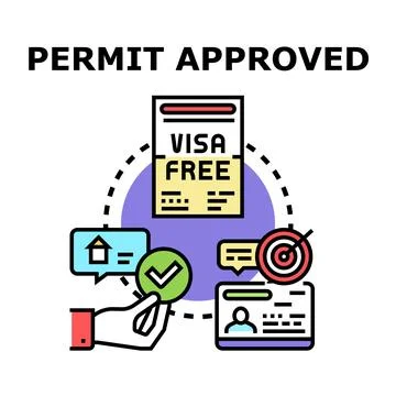 Permit approved concept illustration showing successful application Stock Illustration