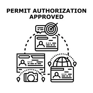 Permit authorization approval process concept illustration 스톡 일러스트