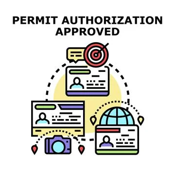 Permit authorization approval process concept illustration Stockillustratie