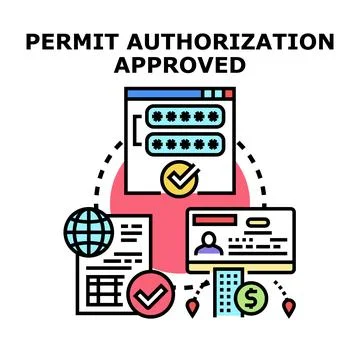 Permit authorization approved concept illustrating official document Stock Illustration