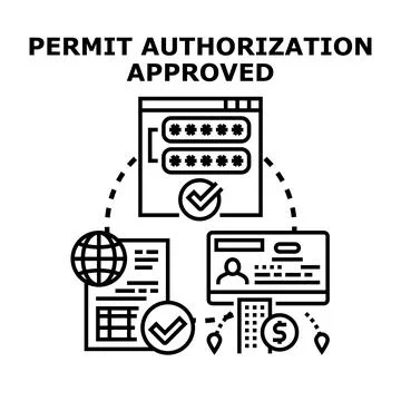 Permit authorization approved concept illustrating official document Stock Illustration
