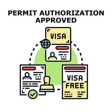 Permit authorization approved concept for travel documents Stock Illustration