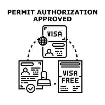 Permit authorization approved concept for travel documents Stock Illustration
