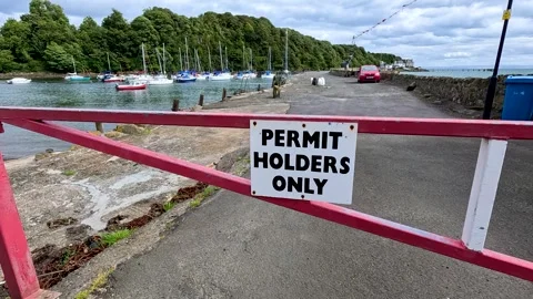Permit Holders Only Sign at Aberdour Stock Footage 326585202