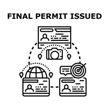 Permit issuing process with profile data and approval Illustrazione stock