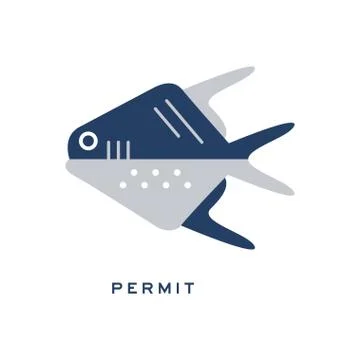 Permit, sea fish geometric flat style design vector Illustration Stock Illustration