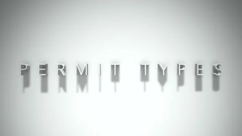 Permit types 3D title animation with shadows on a white background Stock Footage 297816932