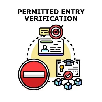 Permitted entry verification approving access requirements system Stock Illustration
