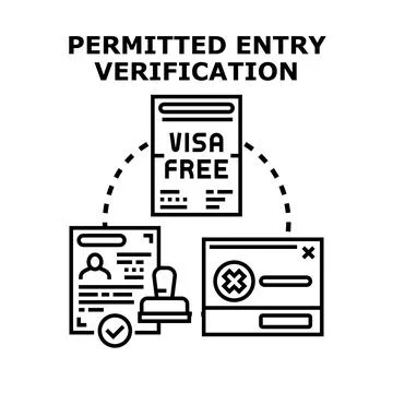 Permitted entry verification process for visa free travel Stock Illustration