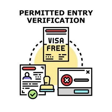 Permitted entry verification process for visa free travel Stock Illustration