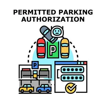 Permitted parking authorization for smart parking system Illustrazione stock