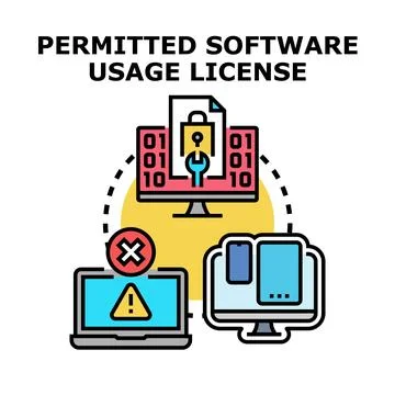 Permitted software usage license concept for devices 库存插图