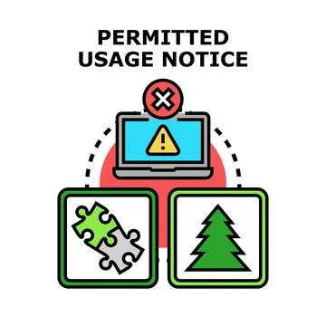 Permitted usage notice concept protecting digital content Illustrazione stock
