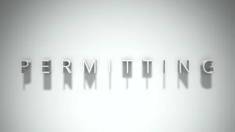 Permitting 3D title animation with shadows on a white background Stock Footage 296511416