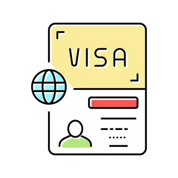 Permitting document visa color icon vector illustration Stock Illustration