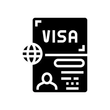 Permitting document visa glyph icon vector illustration Stock Illustration