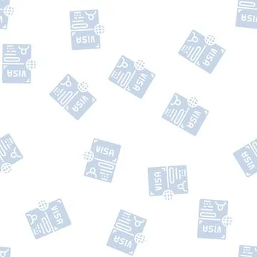 Permitting document visa glyph seamless pattern Stock Illustration