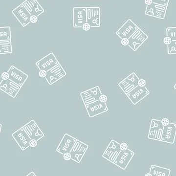 Permitting document visa line seamless pattern Stock Illustration
