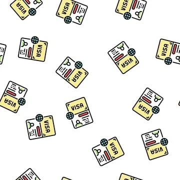 Permitting document visa vector seamless pattern Stock Illustration