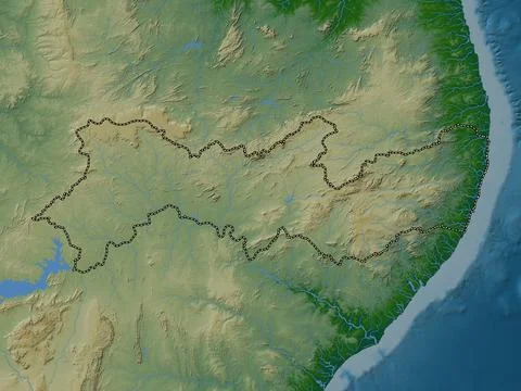 Pernambuco, Brazil. Colored elevation map with lakes and rivers Stock Illustration