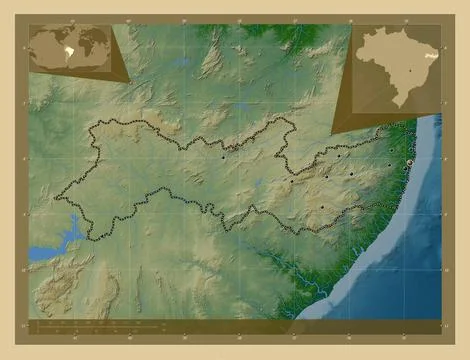 Pernambuco, Brazil. Physical. Major cities Stock Illustration