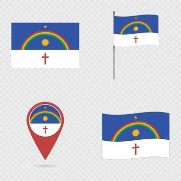 Pernambuco Flag Set, State of Brazil. Stock Illustration