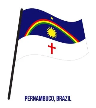 Pernambuco Flag Waving Vector on White Background. States Flag of Brazil. Stock Illustration