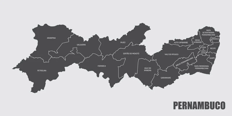 Pernambuco State regions map Stock Illustration