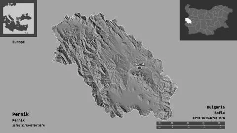 Pernik, Bulgaria. Bilevel elevation map Stock Illustration