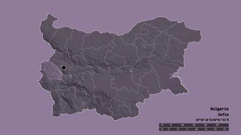 Pernik, Bulgaria. Colored elevation map Illustrazione stock