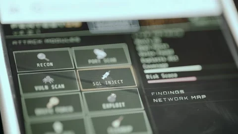 Peron taps the SQL Inject type of cyber attack. Ethical hacking concept Stock Footage 331128107