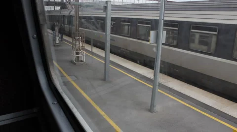 Peron train departs from station Stock Footage 4402107