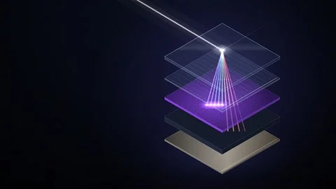 Perovskite Tandem Solar Cell Exploded Layers Splitting Sunlight Stock-Footage 347071716