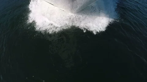 Perpendicular view of the bow of a boat navigating fast. Stock Footage 88273191