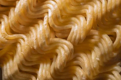 Perpendicular view of raw instant ramen Stock Photos