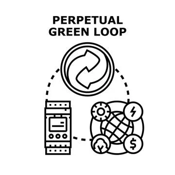 Perpetual green loop maintaining global ecological economy Ilustração Stock