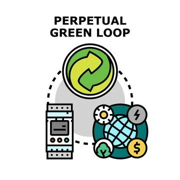 Perpetual green loop maintaining global ecological economy Stock Illustration