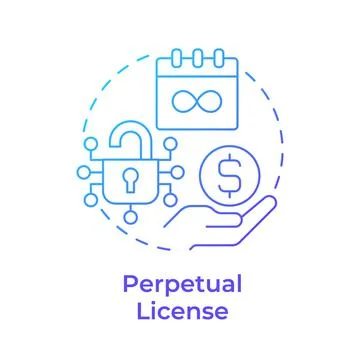 Perpetual license blue gradient concept icon Stock Illustration
