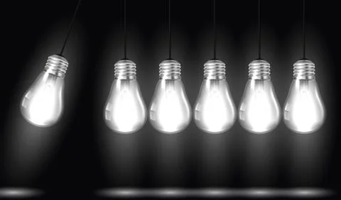 Perpetual motion with light bulbs Stock Illustration