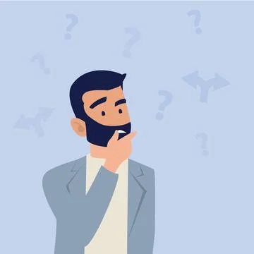 Perplexed man pondering a problem Stock Illustration